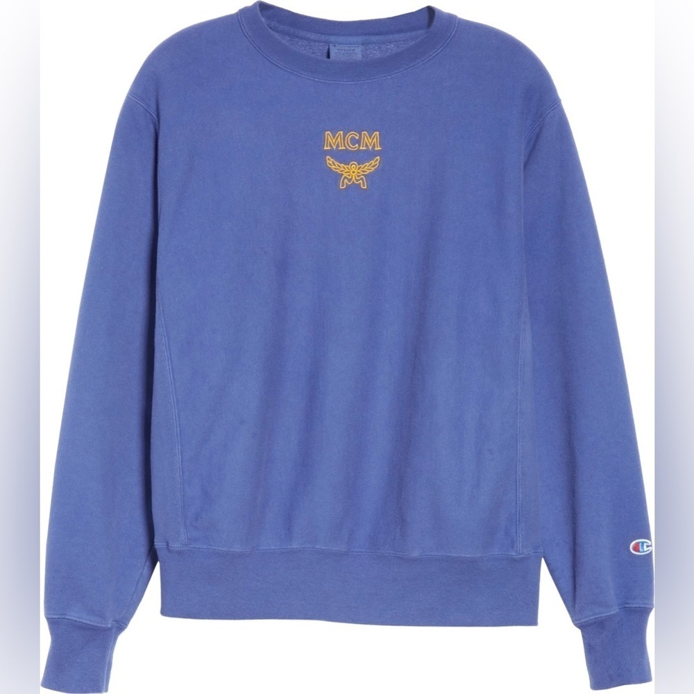 Champion x MCM Crewneck Sweatshirt Blue Rare Find Size Medium